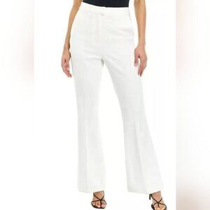 High Waisted White Flare Pants Womens Small Wide Leg Dress Trousers